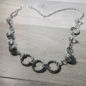 Elegant Silver Chain Necklace With Beads Costume Jewelry
